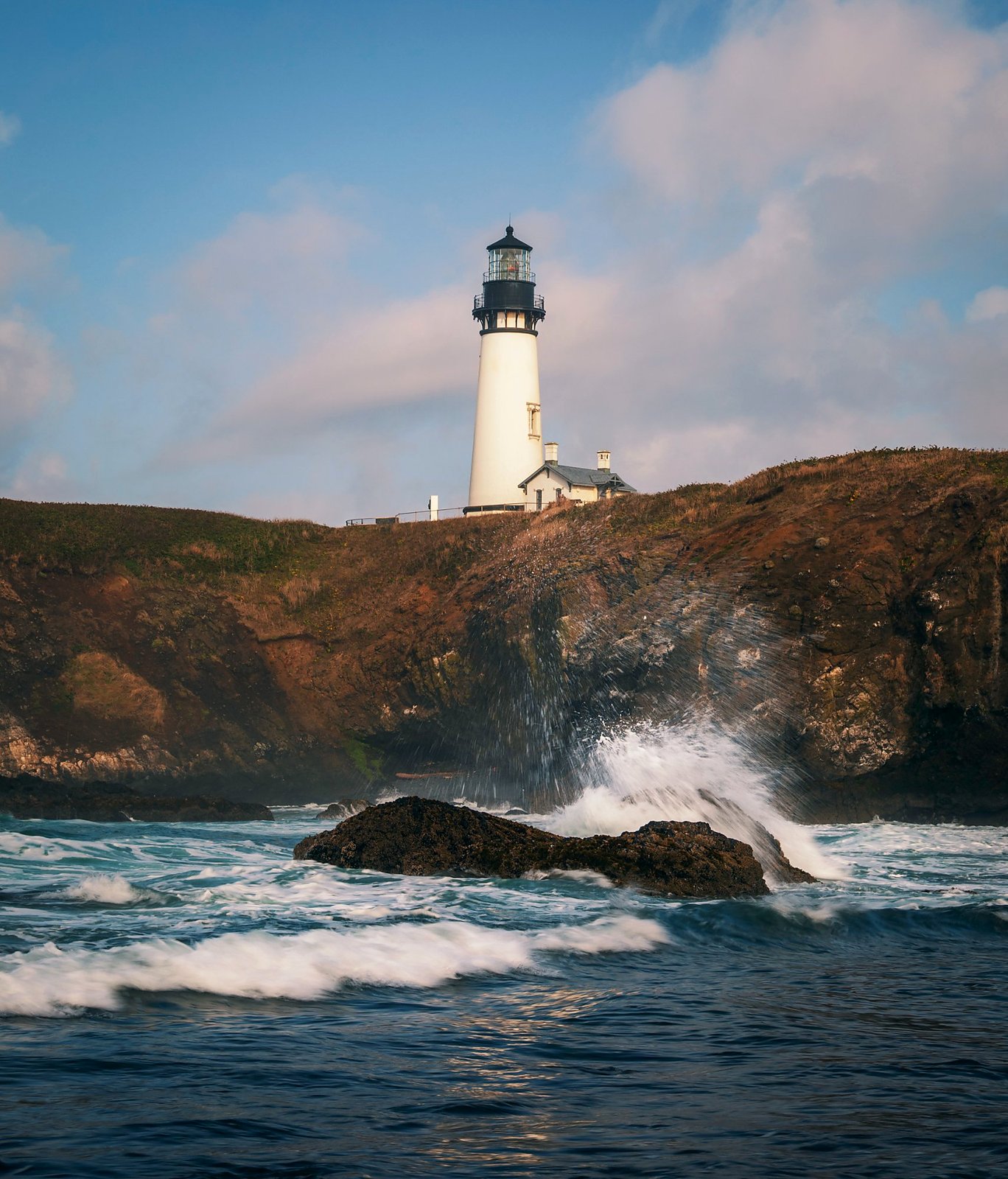 Yaquina Head Lighthouse Oregon wave crashing photography print Dan Sproul