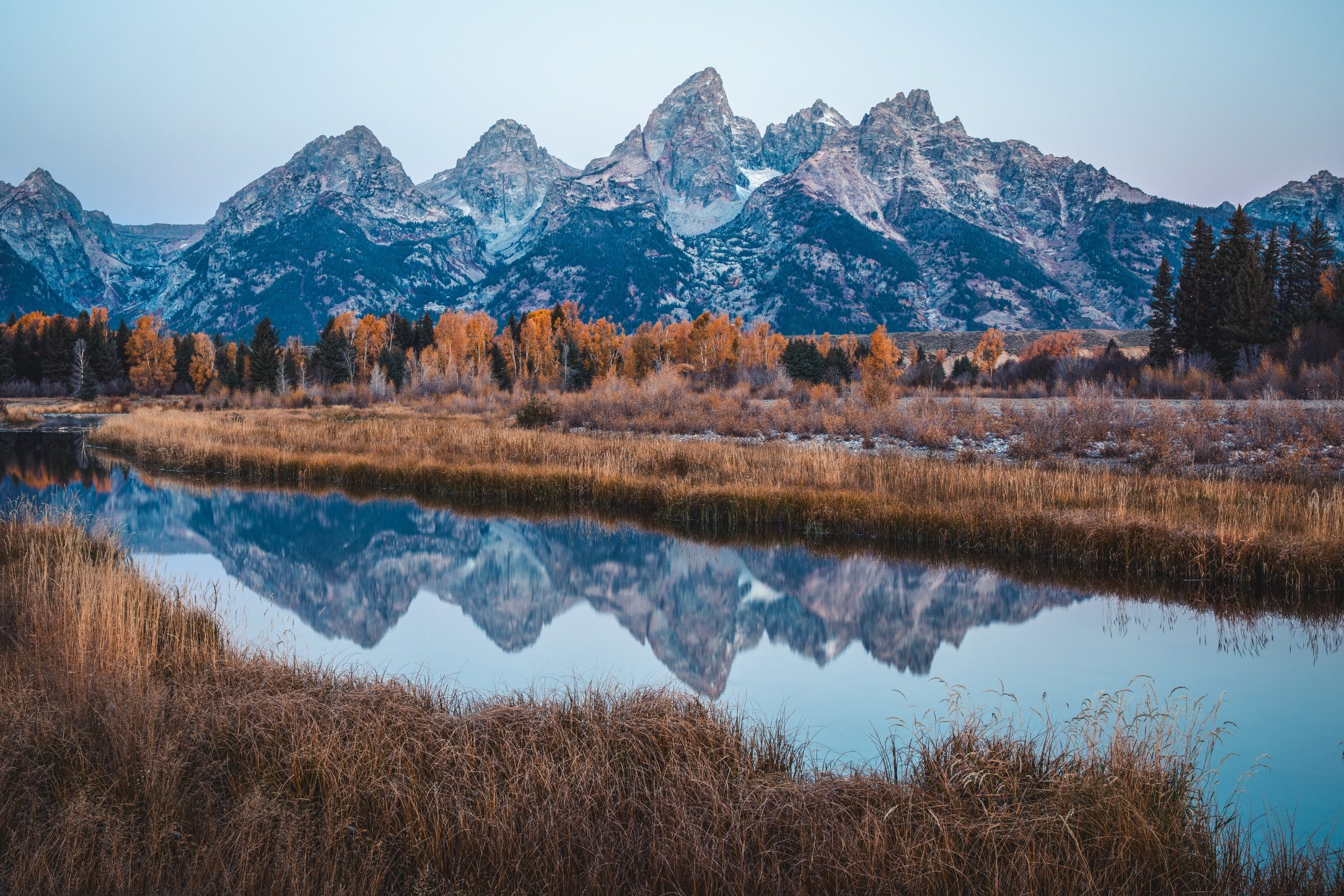Teton Mountain Reflection fine art landscape photography print for wellness, hospitality, and residential interiors by Dan Sproul