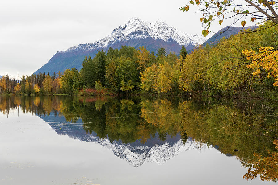 Alaska autumn lake reflection mountain photography by Dan Sproul for restorative healthcare wall art