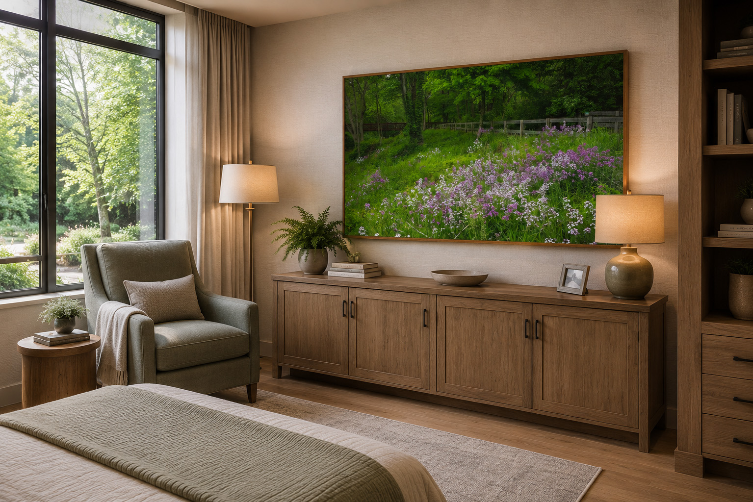 Senior living private resident room with spring flower landscape photography by Dan Sproul