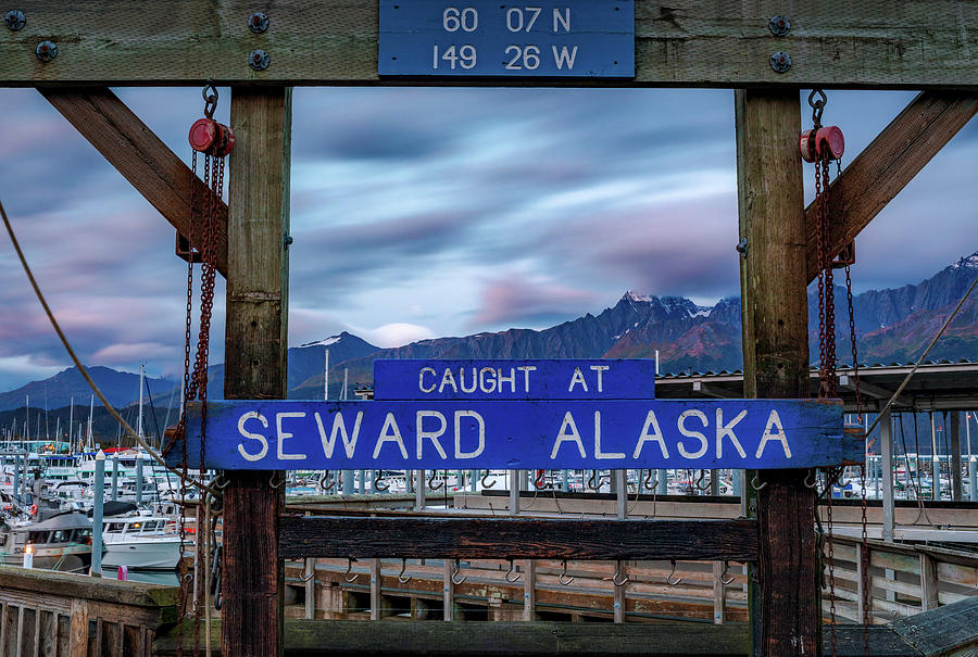 Seward Alaska sign long exposure harbor photography print by Dan Sproul