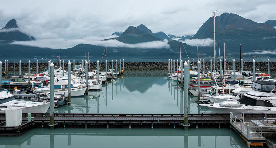 Valdez Harbor Alaska boats and mountains photography print by Dan Sproul