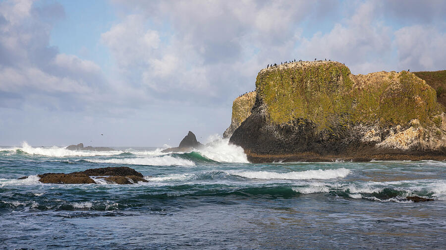Yaquina Bay coastal waves and rocky Oregon shoreline fine art print by Dan Sproul